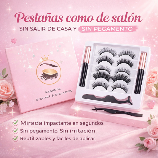 Kit de Pestañas Magnéticas (5 Pares) – Mirada impactante en segundos, sin pegamento