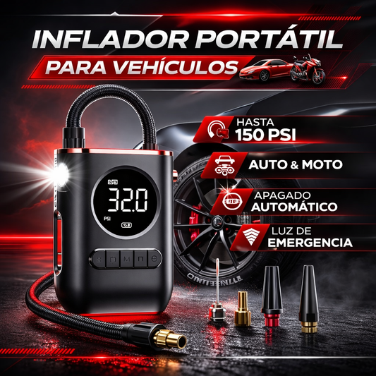 Inflador Portátil Inteligente – Imprescindible para tu Auto